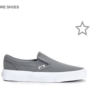 Vans Grey Perforated Leather Slip-On Shoes 6.5